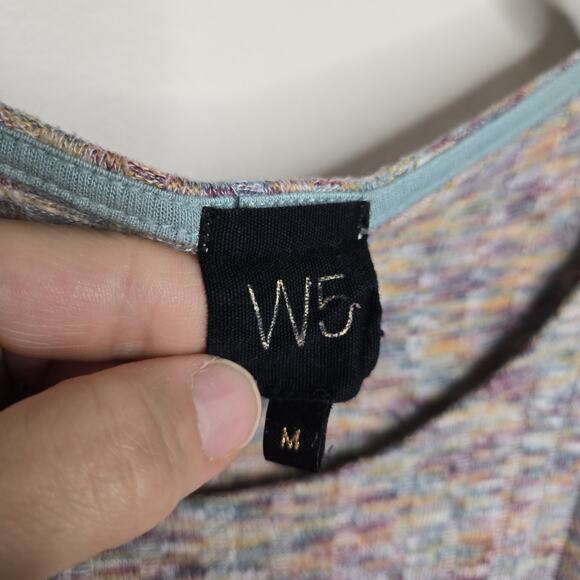 W5 by Anthropologie Multi-Colored Cap Sleeve Knit Top w/ Side Knot Size M - Picture 5 of 6